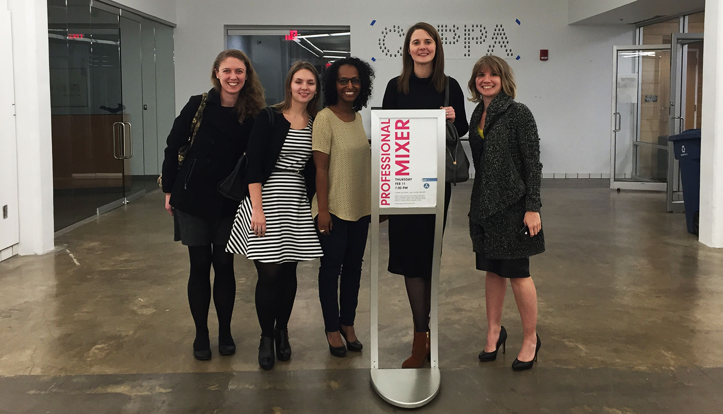 (L-R) Sarah Cumming, Katerina Paletykina, Wenguel Johannes, Claire Purmort and Crystal McMahon of Page are mentoring CAPPA students. Not pictured: Hilary Bales-Morales and Jonah Sendelbach. -