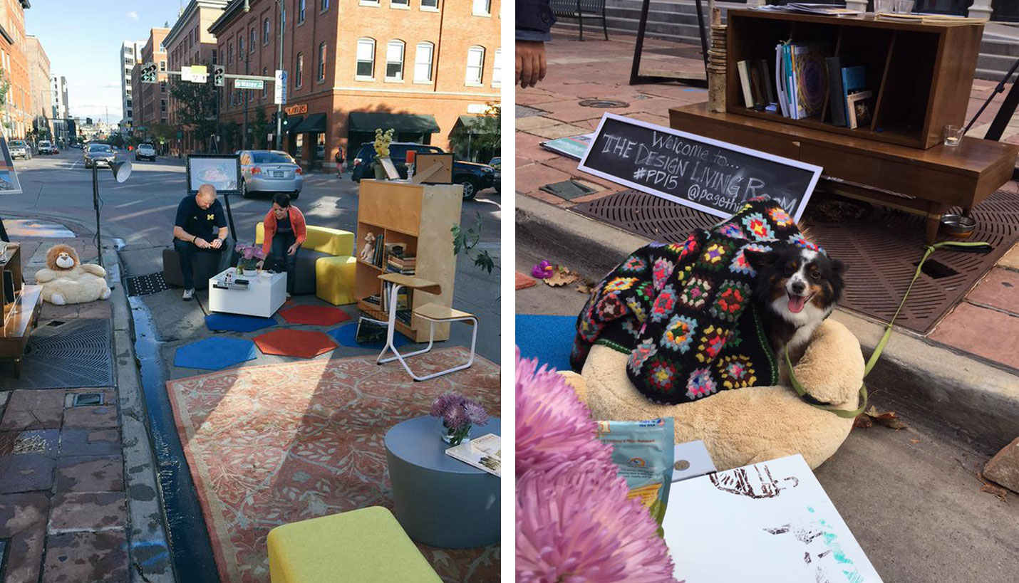 Page and Knoll collaborate on a design living room for Denver Parking Day 2015 -