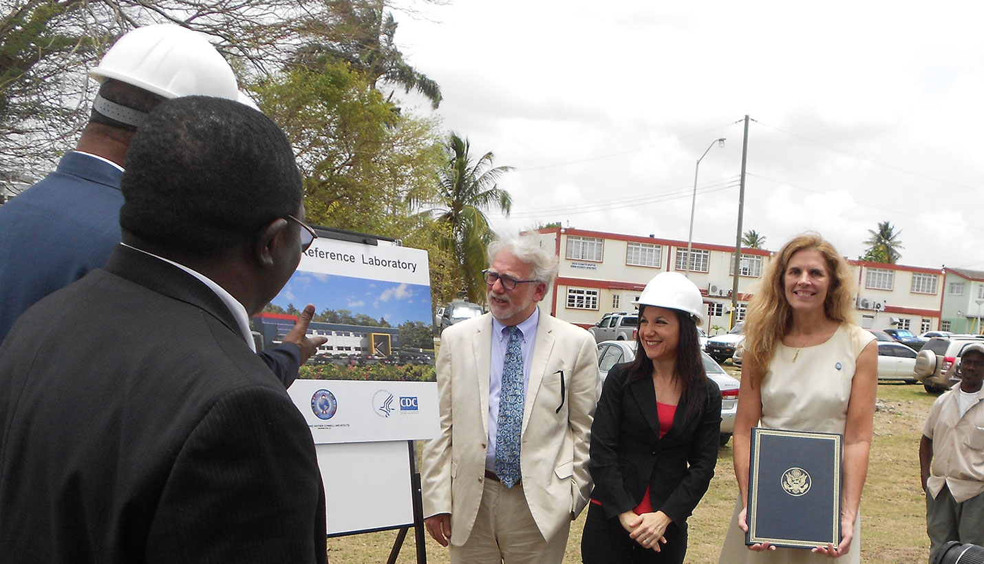 CDC Associate Director for Science & Laboratory Advisor George A. Alemnji, Minister of Health John D. E. Boyce, Page Associate Principal Lou Krupnick, CDC Caribbean Regional Office Director Dr. Rachel Albalak, CDC Deputy Director Janine Hines -