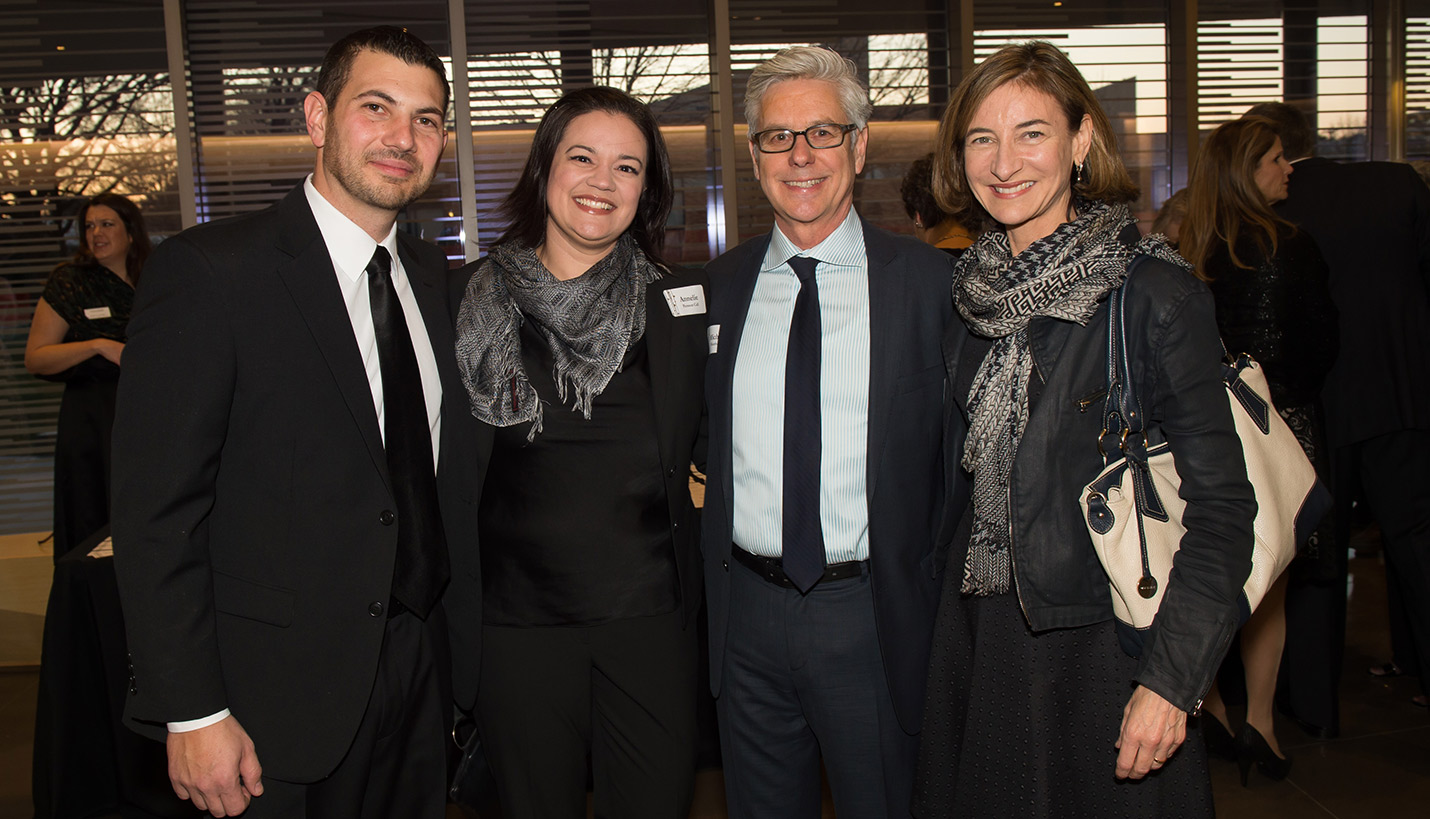 Attending the grand opening were, from left to right, Michael Orman (Greenhill School), Annelie Persson-Call (Page), Michael Manfredi (Weiss/Manfredi ) and Marion Weiss (Weiss/Manfredi ). -
