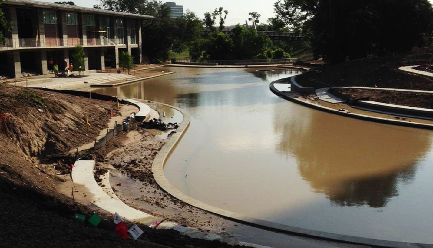 Lost Lake on Buffalo Bayou Park after the flood. -