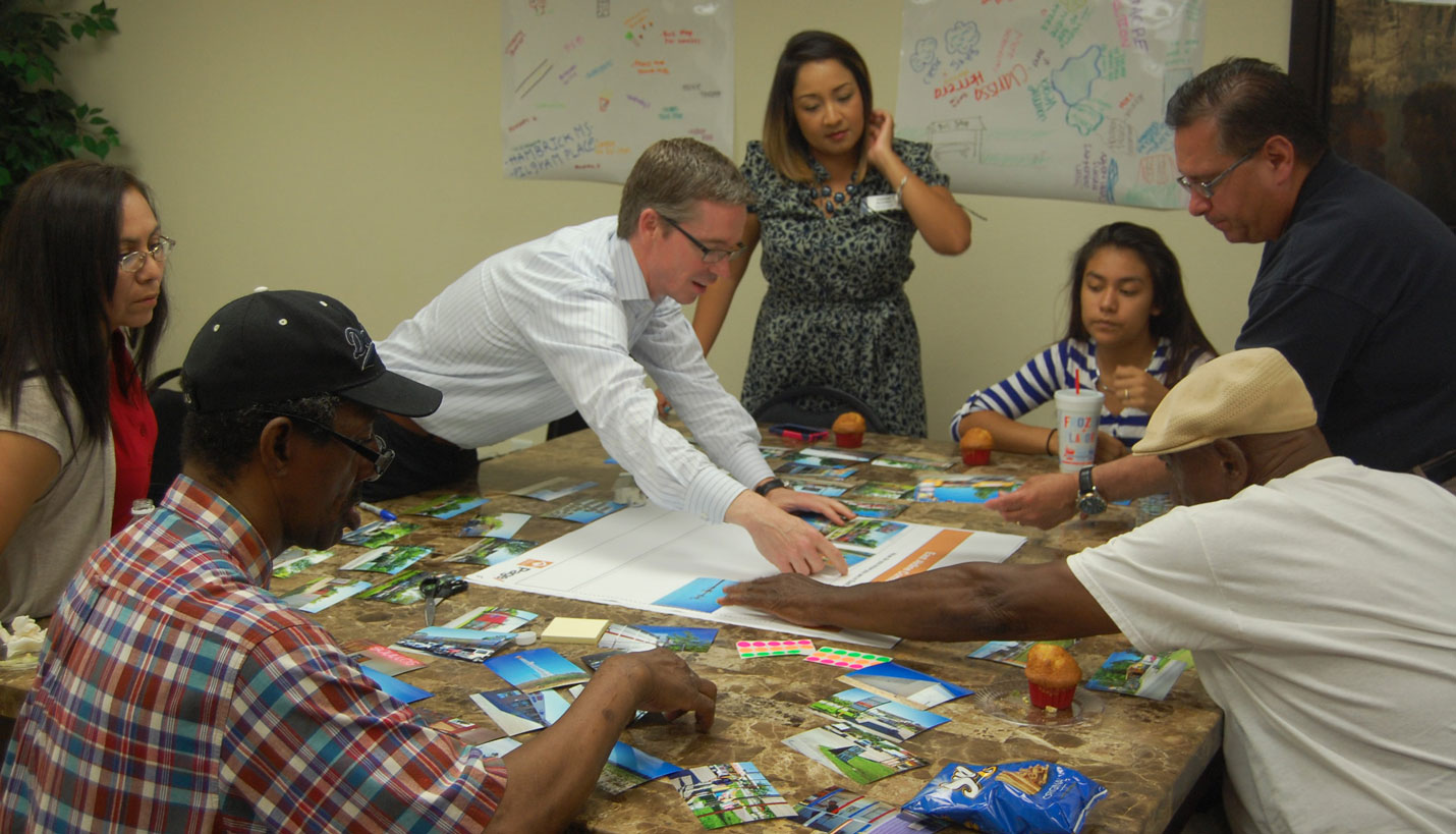 Principal David Quenemoen attends community meeting for East Aldine to gain feedback. -