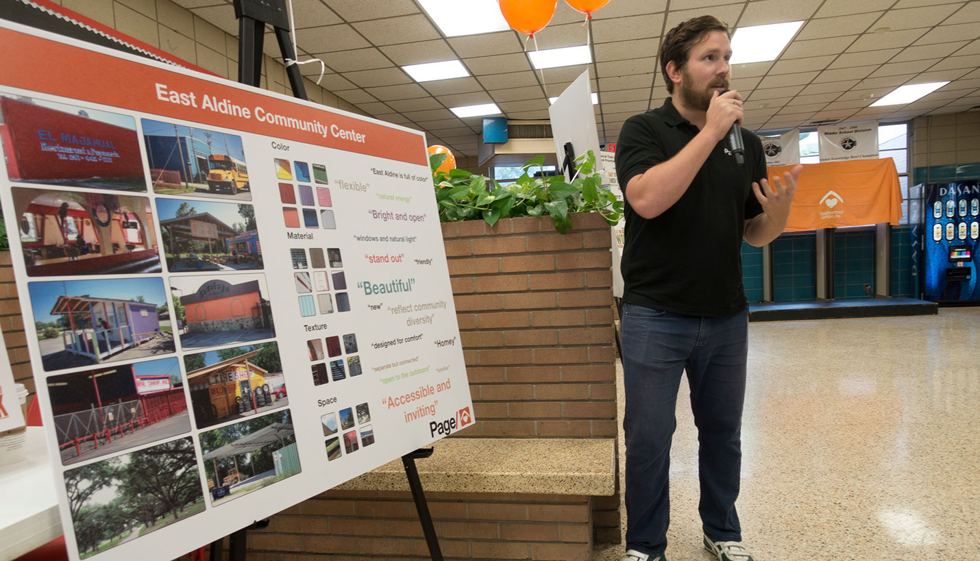Strategic Consultant Mac Little attends community meeting for East Aldine to gain feedback. -