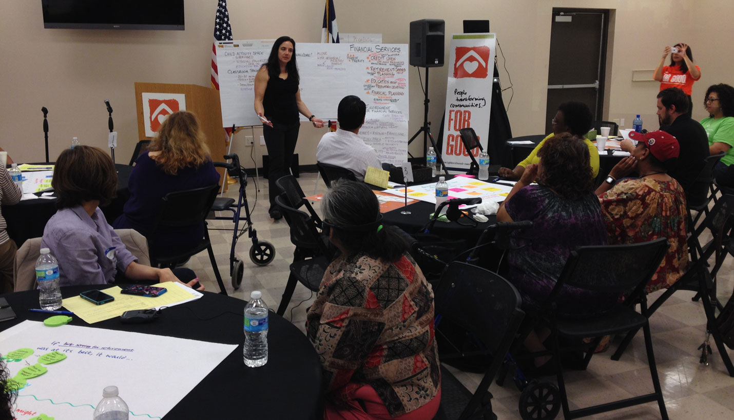 Associate Principal Jamie Flatt attends community meeting for East Aldine to gain feedback. -