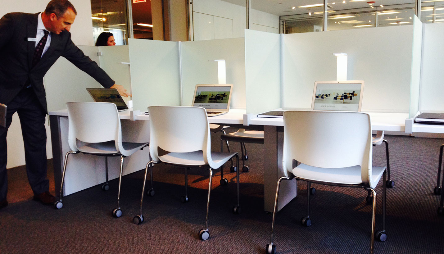 A carrell at the Teknion showroom. -
