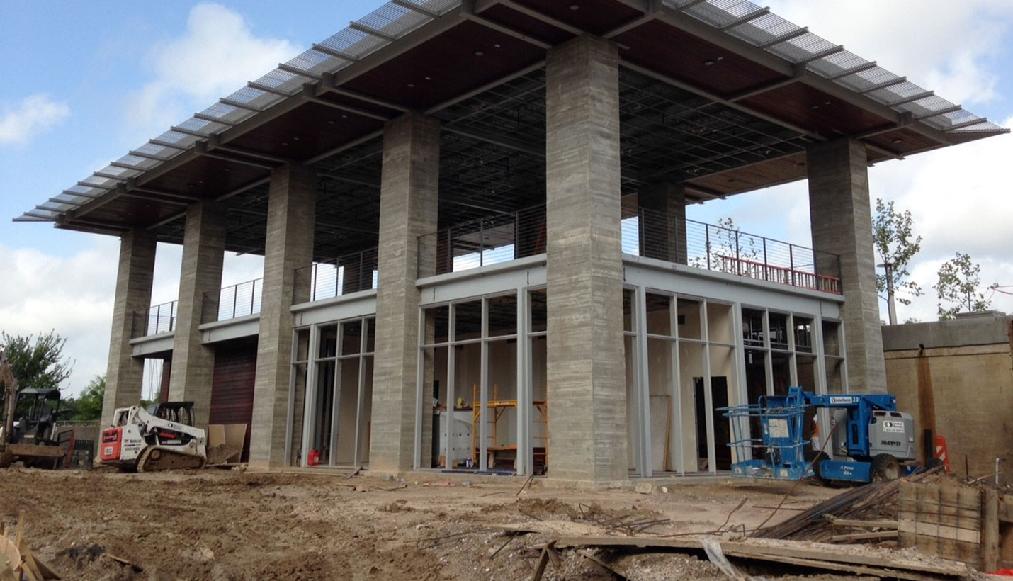 Front view: Waterworks Building at Buffalo Bayou Park. -