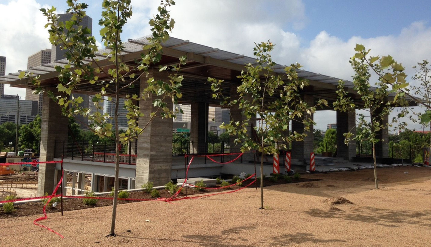 Back view: Waterworks Building at Buffalo Bayou Park. -